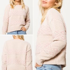 Others Follow Light Pink Chenille Mesa Sweater